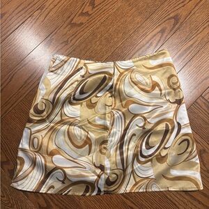 Stylish Women's Mini Skirt in Swirl Gold and Brown